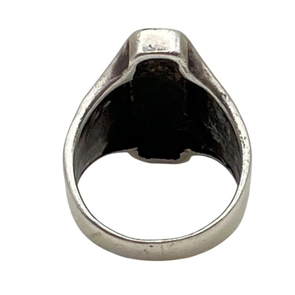 Vintage Sterling Silver Marcasite Signet Ring Size 7.75 925 Statement 6.99g LOOK - Picture 12 of 15